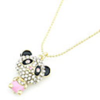 Rose Gold Color Plated Panda Alloy Zircon Necklace