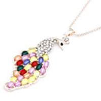Rose Gold Color Plated Peacock Zircon Alloy Necklace