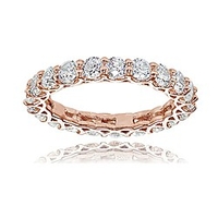 rose gold flashed sterling silver cubic zirconia 3mm round-cut eternity band ring