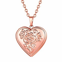 rose gold heart locket necklace for women picture photo locket necklace that hold pictures