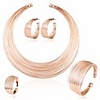rose gold plated african multiple strands choker women necklace bracelet earrings ring chunky jewelry set for women statement costume party show accessories