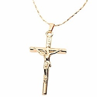 rose gold plated cross none stone jesus christ crucifix cross pendant chain necklace