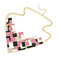 Rose Gold Plated Square Acrylic Zircon Alloy Necklace