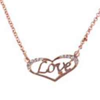Rose Golden Heart Love Shaped Crystal Necklace
