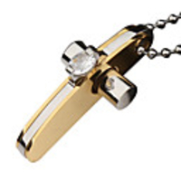 Rose Golden Plated Cross Shape Crystal Necklace