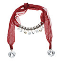 Rose Heart Shape Pendant Scarf Necklace