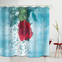 Rose In Water Digital Printing Shower Curtain Shower Curtains Hooks Modern Polyester New Design