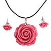 Rose Necklace Earrings Jewelry Set