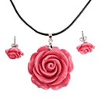Rose Necklace Earrings Jewelry Set