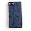Rose Pattern Leather Back Case Cover for iPhone 4 Peach Red