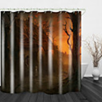 Rotten Thatched House Devil Digital Printed Shower Curtain English Green Leaf Digital Printing Shower Curtain Shower Curtains amp; Hooks Modern Polyester New Design