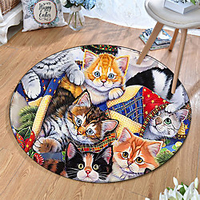 Round 5mm Area Rugs Machine Made Polyster Non Skid Modern 3D miniinthebox
