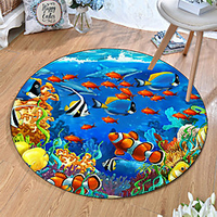 Round 5mm Area Rugs Machine Made Polyster Non Skid Modern 3D miniinthebox