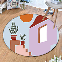Round 5mm Area Rugs Machine Made Polyster Non Skid Modern 3D miniinthebox