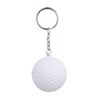 Round Ball Keychain with Soft Plastic Material-White