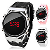 Round Black Dial White Silicone Band LED Wrist Watch