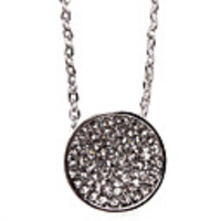 Round Crystal Paved Alloy Necklace(Silver)