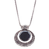 Round Gem Leaf Pattern Antique Silver Necklace