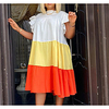 round neck sleeveless wood ear stitching contrast color loose casual plus size women