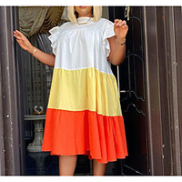 round neck sleeveless wood ear stitching contrast color loose casual plus size women