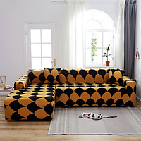 Round Print Dustproof All-powerful Slipcovers Stretch L Shape Sofa Cover Super Soft Fabric Couch Cover Sofa Furniture Protector with One Free Boster Case miniinthebox