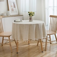 Round Tablecloth, Stain Resistance Cotton Linen Table Cloth, Table Cover for Kitchen Dining Table,  Buffet Parties and Camping miniinthebox