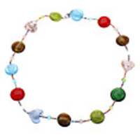 Roundness Pattern Colored Glaze a String of Colorful Beads Necklace