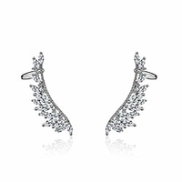 royal amoyy ear cuff earrings for women and girls,  925 sterling silver ear crawler,  angel wing ear climber earrings,  silver