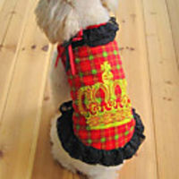 Royal Crown Plaid Style Dress for Dogs (XS – L,  Red)