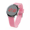Rubber Round Screen Red Led Watch - Pink