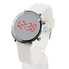 Rubber Round Screen Red Led Watch - White