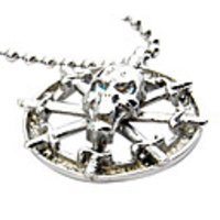 Rudder And Skeleton Head Titanium Steel Necklace