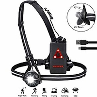 running light reflective gear,  bright waterproof led safety light with red taillights,  usb rechargeable 500 lumens,  elastic adjustable strap with high visibility for night runners jogging dog walking