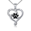 s925 sterling silver puppy dog cat pet paw print love heart pendant necklace 18