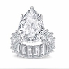 s925 sterling silver ring pear-shaped cz cubic zirconia or gold-plated sterling silver princess square cut ring,  gift engagement wedding ring