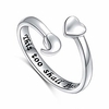 s925 sterling silver unadjustable heart semicolon this too shall pass ring (this too shall pass,  7) miniinthebox