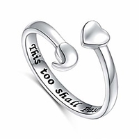 s925 sterling silver unadjustable heart semicolon this too shall pass ring (this too shall pass,  7) miniinthebox