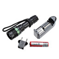 SA-9 Focus Adjustable Zoom 3-Mode Cree Q5 LED Flashlight Set (3W,  200LM,  1x18650,  3xAAA)