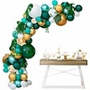 safari jungle theme party supplies - balloon arch kit garland decorations - 118 pcs green gold metallic white balloons with palm leaves 16ft,  baby shower,  birthday boy amp; girl party backdrop diy