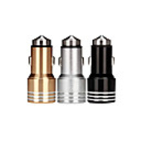 Safety Hammer Truck Charger Manufacturer Dual USB Car Mobile Phone Cigarette Lighter Intelligent Aluminum Alloy Vehicle Charger
