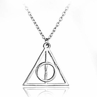 sakytal deathly hallows triangle pendant neckalce gold vintage collar sweater necklaces chain for women and girls (silver) miniinthebox