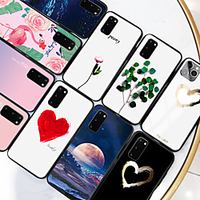Samsung scene map Samsung Galaxy S20 S20 Plus S20 Ultra colorful Love Painted pattern tempered glass back plate TPU frame 2-in-1 anti-drop mobile phone case JMGD