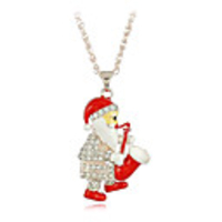 Santa Claus Alloy Zircon Acrylic Necklace