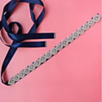 Satin / Tulle Wedding / Special Occasion Sash With Crystals / Rhinestones Women