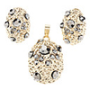 Scarab Inserted Zircon Earring and Pendant Jewelry Set