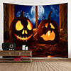 Scary Pumpkin Lantern Digital Printed Tapestry Decor Wall Art Tablecloths Bedspread Picnic Blanket Beach Throw Tapestries Colorful Bedroom Hall Dorm Living Room Hanging
