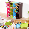 School Desk Pen Caddy Organizer - 4 Piece Set School Equipment Storage Holder for Students,  Teachers,  16 Compartments for Pens,  Erasers and More