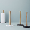 Scroll Collection Bath Tissue Reserve,  Wood Toilet Paper Roll Holder and Organizer,  Kitchen and Bathroom Storage,  Blck White Gray