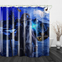 Scythe Devil Scarecrow Digital Printed Shower Curtain English Green Leaf Digital Printing Shower Curtain Shower Curtains amp; Hooks Modern Polyester New Design