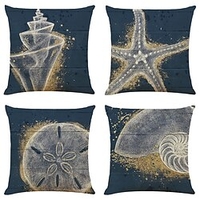 Sea Creature Double Side Cushion Cover 4PC Soft Decorative Square Throw Pillow Cover Cushion Case Pillowcase for Sofa Bedroom Superior Quality Machine Washable miniinthebox